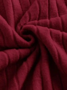 SHEIN Maternity Ribbed Dress With Ruffle Hem And Nursing Design - Red - View 8