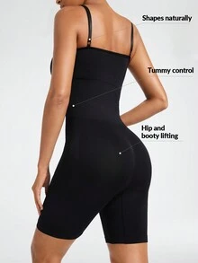 SHAPORA 純色塑身背心 - 黑色 - 查看 3