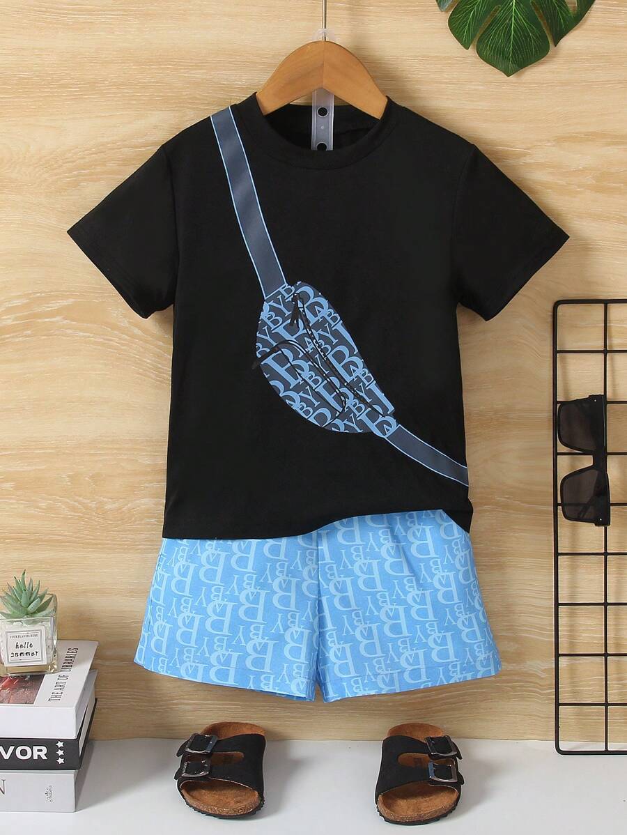 SHEIN Bé trai Giải trí 2 Miếng - màu đen - Xem 1