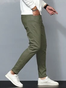 Manfinity Homme Nam Màu thuần Thon gọn Quần jean - xanh quân đội - Xem 7