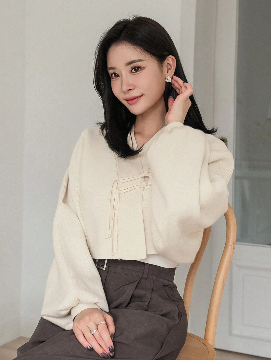 Dazy Star 纯色长袖休闲立领开衫