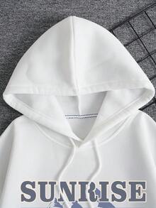 Nam Mẫu In Áo nỉ có mũ Với dây rút - trắng - Xem 4