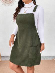 Calvaya 雙口袋肩帶連身裙 - 綠色 - 查看 5