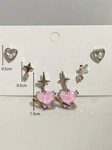 ROMWE Kawaii 1 bộ Màu hồng Hoa tai Bộ - Nhiều màu - Xem 3