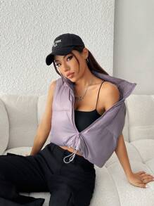 SHEIN PETITE Viền kéo ra Đệm Áo khoác vest - Màu tím - Xem 6