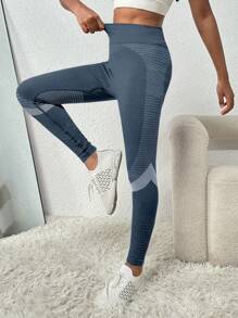 SHEIN Tween 女童运动紧身裤，带网眼面板，适合健身和瑜伽等户外活动 - 深灰色 - 查看 3