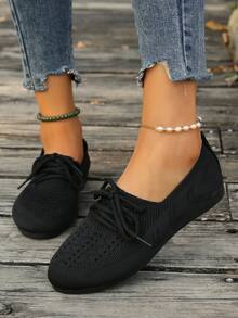 全新跨境欧美风透气女士低帮一脚蹬平底鞋 - 黑色 - 查看 5