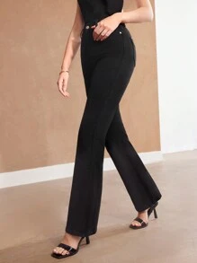 MOTF PREMIUM SIMPLE SLANT POCKET FLARED JEANS - Black - View 4