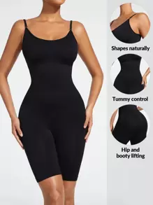 SHAPORA 純色塑身背心 - 黑色 - 查看 1