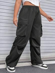 SHEIN EZwear Plus Flap Pocket Side Cargo Pants