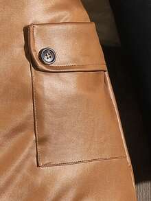 SHEIN 青少女長袖白色T恤和棕色下擺裙2件套組 - 彩色 - 查看 4