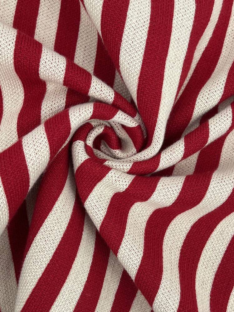 Button-Up Striped Cardigan With Horn Button
