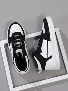 Men'S Athletic Shoes, Personalized Fashion High-Top Street Sneakers, Comfortable And Breathable - Black and White - View 4