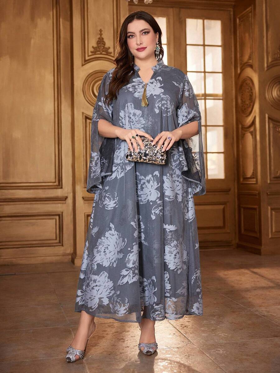 Al Najma 大尺寸女士花卉印花開叉袖裙