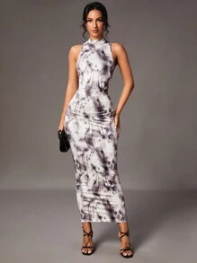 SHEIN Tall Tie Dye緊身露背無袖連身裙 - 彩色 - 查看 6