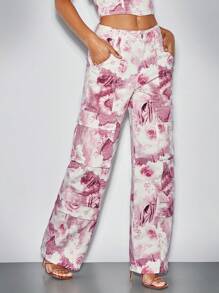 SHEIN BAE 粉色牛仔連身褲和情人節裝飾 - 粉色 - 查看 1