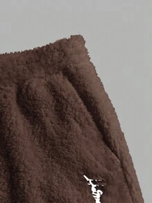 GENTILAND Nam Teddy In thư Dài Quần - Cà phê nâu - Xem 3