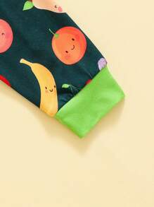 SHEIN Baby Girls' Cute Fruit Cartoon Pattern Printed Jumpsuit For Spring And Autumn - Multicolor - View 4
