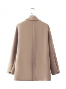 EURMUSE Lapel Neck Double Button Blazer - Camel - View 2