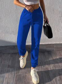 RueChic Zijzakken Trekkoord Sweatpants - Blauw - Bekijken 4