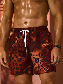 Surfspeed Men's Leopard Patterned Beach Shorts - Multicolor - View 3