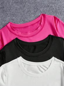 SHEIN Sports Tricou sport cu guler rotund pentru femei, tricouri de sală