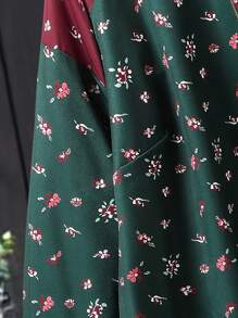 EMERY ROSE Plus Size Women'S Floral Print Raglan Sleeve Long Shirt - Multicolor - View 3