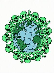 GPPDSGN 男士alien印花圓領長袖t卹,合身剪裁 - 白色 - 查看 5