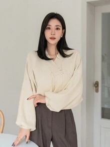 Dazy Star 纯色长袖休闲立领开衫