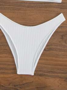 SHEIN Swim Effen kleur hoog uitgesneden bikiniset tweedelige set zomerstrand