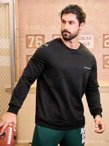 Gym Rark Men'S Letter Printed Raglan Sleeve Sports Sweatshirt Men Sweatshirt - Black - View 2
