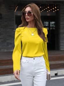 SHEIN Clasi Tie Back Gigot Sleeve Top
