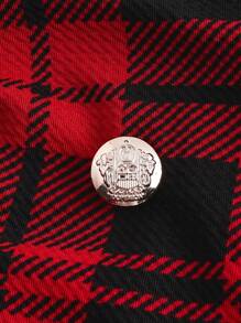 SHEIN Clasi 1pc Plaid Print Button Front Bodycon Dress Christmas - Multicolor - View 4