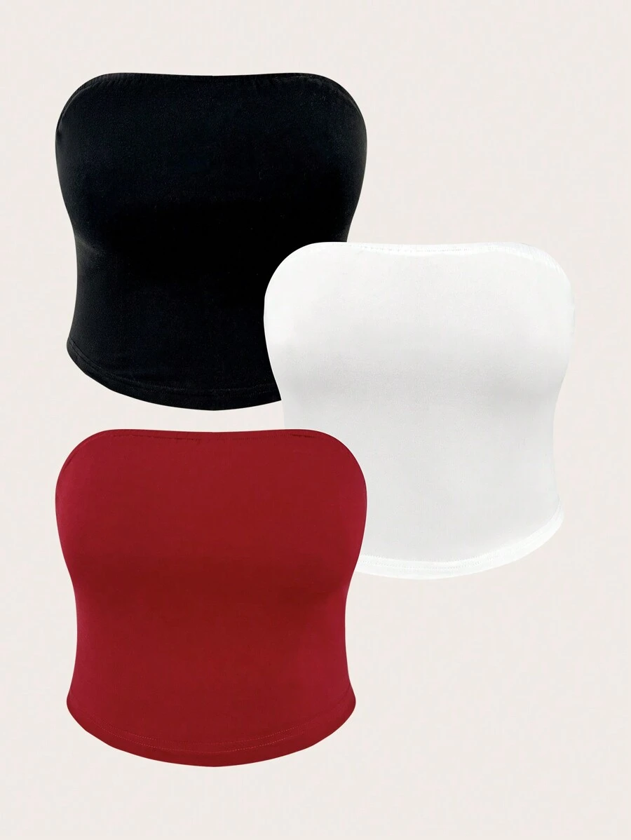 Calvaya 大尺碼女士實色無肩帶上衣 - 彩色 - 查看 1