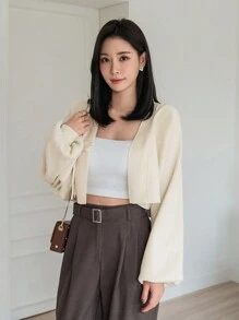 Dazy Star 纯色长袖休闲立领开衫