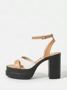 SheIn VCAY Sandalias De Verano - Tacones Gruesos, Plataforma Impermeable, Suela Gruesa, Zapatos De Mujer De Moda, Dedo Del Pie Abierto - Multicolor - Ver 2