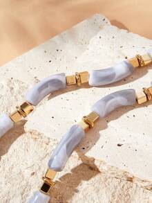 SHEIN VCAY 亞克力ccb珠短頸鍊 - 灰色 - 查看 4