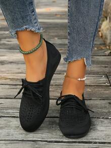 全新跨境欧美风透气女士低帮一脚蹬平底鞋 - 黑色 - 查看 6