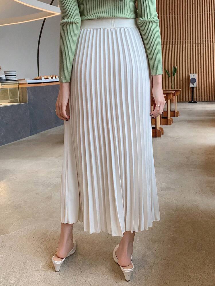 Women's Pleated Loose A-Line Skirt, Korean Style