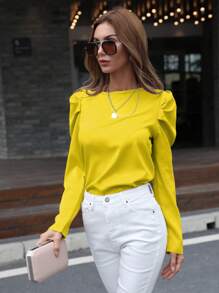 SHEIN Clasi Tie Back Gigot Sleeve Top