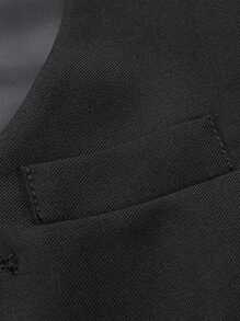 Classic Button-Front Vest For Tween Boys, Perfect For Back-To-School, Formal Occasions In Spring, Autumn And Winter - Black - View 5