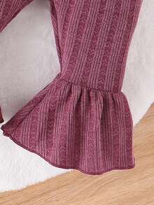 Baby Girls' Headband & Deer Printed Romper And Pants Set - Purple - View 6