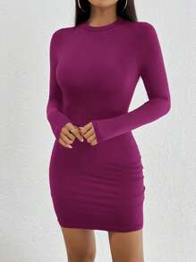 SHEIN PETITE 女款長袖連身裙 - 玫紅色 - 查看 6