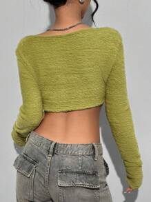 SHEIN Unity Women's Single Breasted Plush Cropped Jacket - Baby Pink - View 2