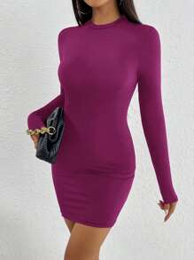 SHEIN PETITE Của phụ nữ Tay áo dài Đầm - Màu Hồng Tươi - Xem 3