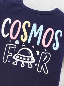 SHEIN Baby Jungen Enger Sitz Mit Cartoon Bedrucktem T-shirt Kurzärmlig Und Kurze Hose Set Mit Rundhals