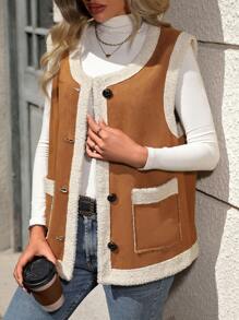 SHEIN LUNE 毛皮和皮革背心外套 - 彩色 - 查看 6