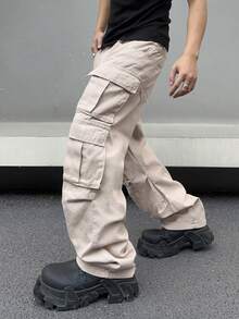 Manfinity EMRG Men'S Solid Color Cargo Jeans - Khaki - View 5