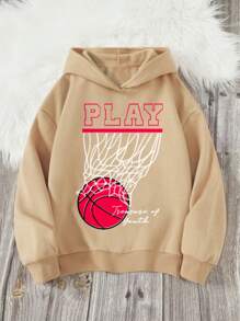 Áo nỉ dài tay in họa tiết phong cách thường ngày dành cho bé trai tuổi teen, thích hợp cho mùa thu và mùa đông. - Màu Khaki - Xem 1