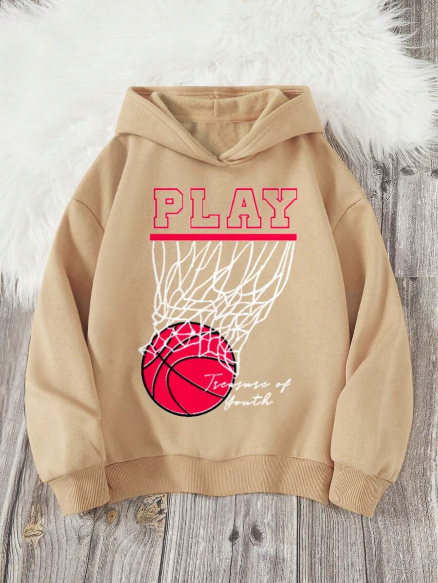 Áo nỉ dài tay in họa tiết phong cách thường ngày dành cho bé trai tuổi teen, thích hợp cho mùa thu và mùa đông. - Màu Khaki - Xem 1